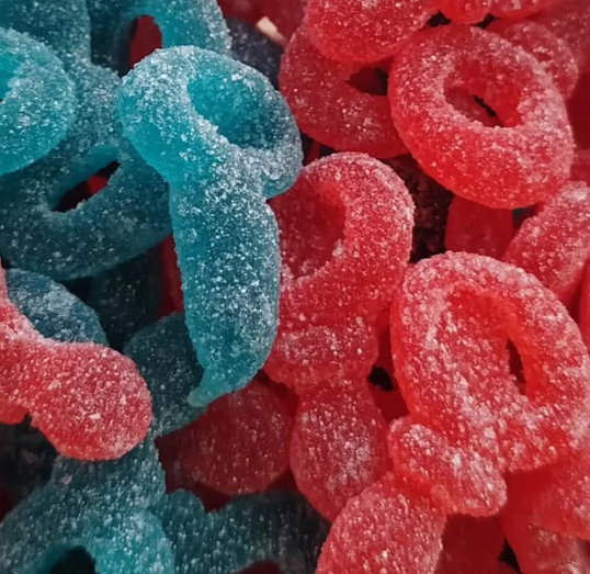 Tétines Bleu / Rouge Acide (100g)